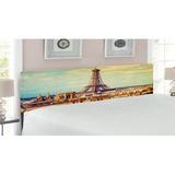 East Urban Home Eiffel Tower King Panel Headboard Upholstered/Metal/Polyester in Blue/Brown/Yellow | 78.6 H x 83 W x 3 D in | Wayfair