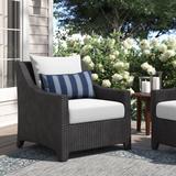 Three Posts™ Northridge Patio Chair w/ Sunbrella Cushions, Wicker in Black | 32 H x 30 W x 33 D in | Wayfair 83194AD661B449CDB66CE06BEEA3FFAD