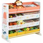 Tagère pour Jouets, Meuble Enfant avec 12 paniers en Tissu Non-tissé, Organisateur Jeux Livres,