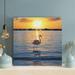 Bayou Breeze Pink Flamingo On Body Of Water During Daytime - 1 Piece Rectangle Graphic Art Print On Wrapped Canvas in Blue | Wayfair
