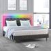 Orren Ellis Full Bed Frames w/ Led Headboard, Upholstered Full Size Bed Frame Has Rgb Led Strip Light | 38.5 H x 63.7 W x 81.5 D in | Wayfair