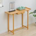 Red Barrel Studio® Retro Bamboo Console Table Narrow Accent Table w/ Drawer Hallway Wood in Brown | 23 H x 50 W x 10 D in | Wayfair