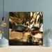 Bayou Breeze Black & Brown Turtle On Brown Wooden Log 1 - 1 Piece Square Graphic Art Print On Wrapped Canvas Metal in Black/Brown | Wayfair