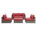 Ebern Designs Patio Sofa Wicker/Rattan in Red/Pink | 30 H x 72 W x 36 D in | Wayfair 21863BB354C24599AA27BE39A3D05056