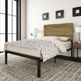 17 Stories Martese Light Queen Size Platform Bed Frame w/ Wood Headboard & Metal Slats Wood in Brown | 39.4 H x 43.3 W x 77.2 D in | Wayfair