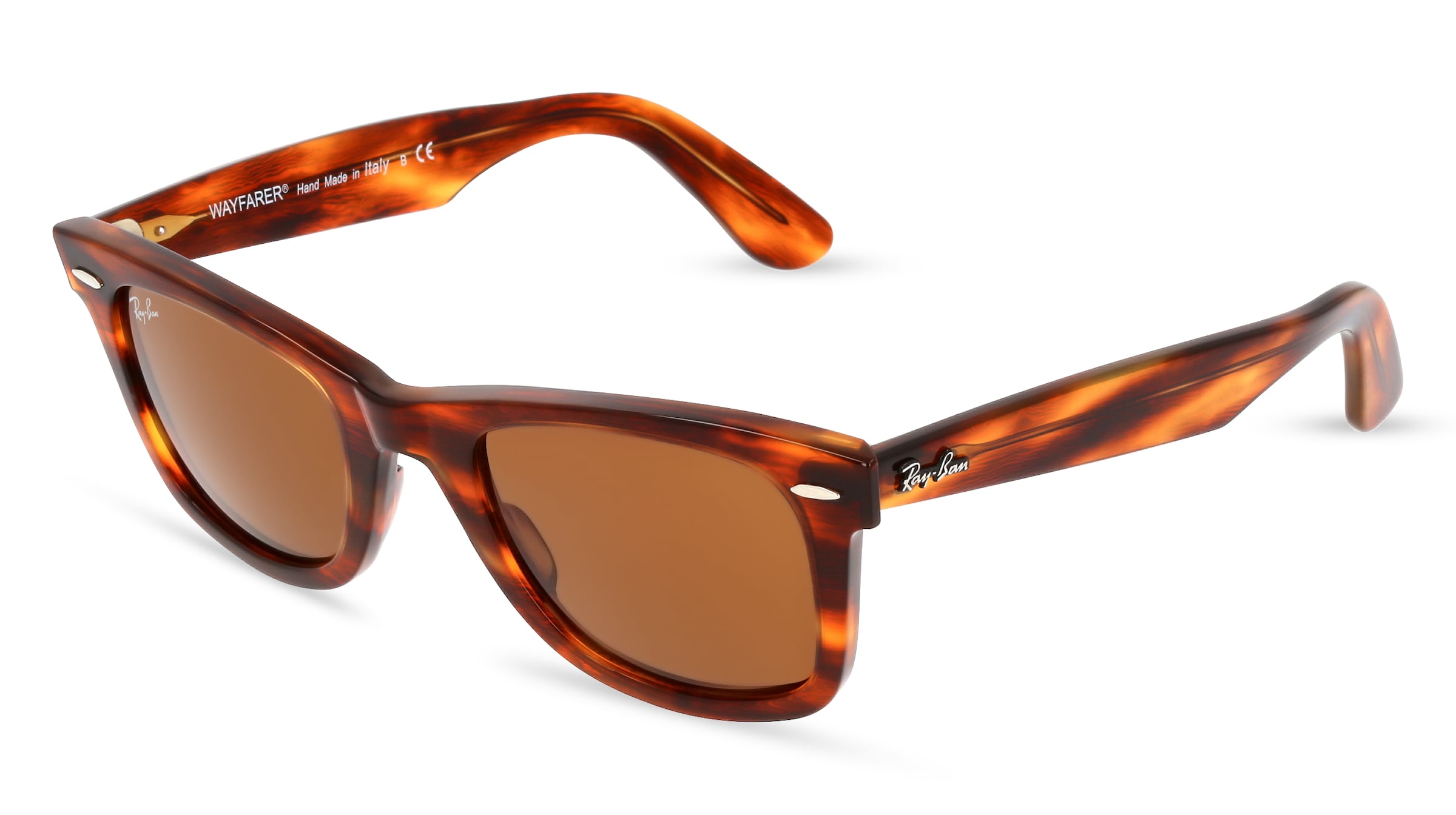 Ray-Ban RB 2140 WAYFARER Unisex-Sonnenbrille Vollrand Quadratisch Acetat-Gestell, braun