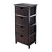 Omaha Storage Rack with 2/3/4 Foldable Corn Husk Baskets, Black and Chocolate