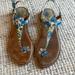 Anthropologie Shoes | Anthropologie Floral Thong Leather Sandal - Sz8 | Color: Blue/Purple | Size: 8