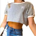 Adidas Tops | Adidas Cropped Logo Tee | Color: Gray/White | Size: Xs-M