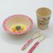 Disney Other | Disney Bamboo Mickey Mouse. Happy Easter Complete Bowl, Cup And Fork Set. | Color: Green/Yellow | Size: Osbb