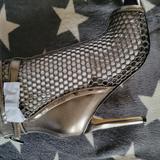 Nine West Shoes | Ididit Mesh Peep Toe Booties Pewter Nib | Color: Gray/Silver | Size: 7