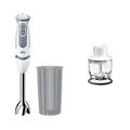 Braun Stabmixer MQ 5200WH - MultiQuick 5 Vario Pürierstab mit Edelstahl Mixfuß, 1000 Watt, weiß/grau & Zerkleinerer Aufsatz MQ 30 - Stabmixer Zubehör mit EasyClick System, 500 ml, weiß