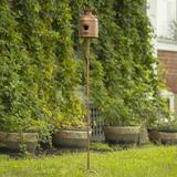 August Grove® Jetties Tall Old Style 63" H X 7.28" W 8.66" D Birdhouse Metal in Brown/Indigo | 63 H x 7.28 W x 8.66 D in | Wayfair