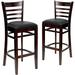 Lark Manor™ Prompton Vertical Slat Back Wooden Restaurant Barstool Wood/Plastic/Acrylic in Black/Brown | 43.75 H x 16.75 W x 19 D in | Wayfair