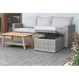 Birch Lane™ Genesis 3 Piece Rattan Sectional Seating Group w/ Cushions Synthetic Wicker/Wood/All | 26 H x 80 W x 32 D in | Outdoor Furniture | Wayfair