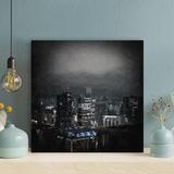 Latitude Run® City Skyline During Night Time 4 - Wrapped Canvas Painting Canvas in Black/Gray | 12 H x 12 W x 2 D in | Wayfair