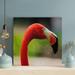 Bayou Breeze Pink Flamingo in Tilt Shift Lens Wrapped Canvas Painting Canvas in Black/Orange | 12 H x 12 W x 2 D in | Wayfair