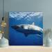 Rosecliff Heights White & Black Shark Underwater - Wrapped Canvas Painting Canvas in Blue/White | 12 H x 12 W x 2 D in | Wayfair