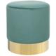 Pouf de Forme Cylindrique fabriqué en Velours Vert Foncé avec Base Métallique Doré pour Salon ou