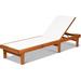 Outdoor Wood Chaise Lounge Chair Patio Recliner with Adjustable Back