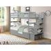 Modern Pine Wood Twin over Twin Bunk Bed with Full Length Guardrail, Wheeled Bed and Handrail Stairs with Storage