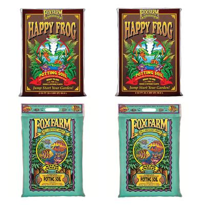 Foxfarm 2 Cu Ft Happy Frog Soil Mix 2 Pack & 12Qt Ocean Forest Soil Mix 2 Pack - 57