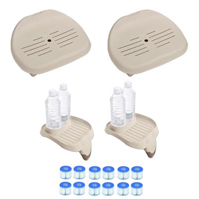 Intex Spa Seat(2 pack) & Cup Holder(2 pack) & Type A Filter Cartridges(6 Pack) - 9