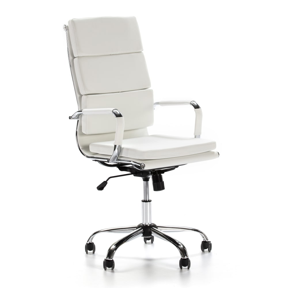 Fauteuil de bureau inclinable blanc, cuir synthétique