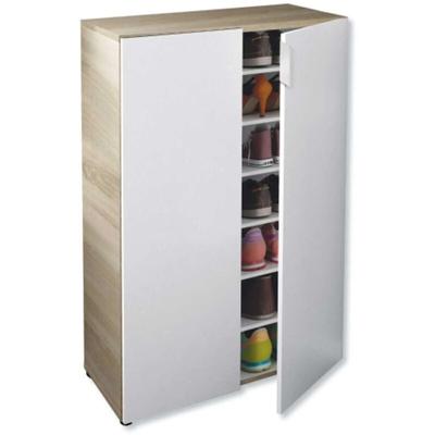 Schuhschrank 72x36x103 cm mattweiß und kanadische Eiche mit 2 Türen – Schweden Image