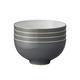 Denby - Elements Fossil Grey Rice Bowls Set of 4 - Dishwasher Microwave Safe Crockery 480ml 13cm - Dark Grey, White Ceramic Stoneware Tableware - Chip & Crack Resistant Soup Bowls