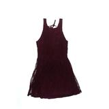 Hollister Casual Dress - A-Line Scoop Neck Sleeveless: Burgundy Solid Dresses - Women's Size X-Small