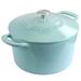 Martha Stewart 7 qt. Non-Stick Cast Iron Round Dutch Oven Non Stick/Enameled Cast Iron/Cast Iron in Green/Blue | 7.2 H x 10.2 W in | Wayfair