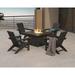 POLYWOOD® Modern 5-Piece Adirondack Chair Conversation Set w/ Fire Pit Outdoor Table Plastic in Black | Wayfair PWS708-1-BL