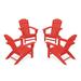POLYWOOD® Nautical 4-Piece Adirondack Conversation Set in Red | 36.25 H x 34 W x 32 D in | Wayfair PWS769-1-SR