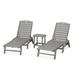 POLYWOOD® Nautical 3-Piece Chaise Lounge Set w/ South Beach 18" Side Table Plastic in Gray | 38.97 H x 24.13 W x 78.69 D in | Outdoor Furniture | Wayfair