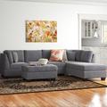 Gray Sectional - Red Barrel Studio® 112" Wide Reversible Sofa & Chaise w/ Ottoman Faux Leather/Microfiber/Microsuede | Wayfair