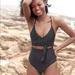 American Eagle Outfitters Swim | Aerie Printed Wrap One Piece Swimsuit | Color: Black/White | Size: S