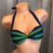 American Eagle Outfitters Swim | American Eagle Blue Green Stripe Twist Front Halter Top Swim Bikini Size Small | Color: Blue/Green | Size: S