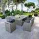 8 Places - Ensemble encastrable salon table de jardin aluminium et acier, housse de protection