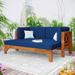 Rasoo Outdoor Patio Furniture Extendable Premium Hardwood X-Back Multifunctional Daybed Sofa with Thick Cushions for Balcony