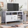 2 Doors and 2 Drawers TV Stand Open Style Cabinet living room Sideboard with white finish