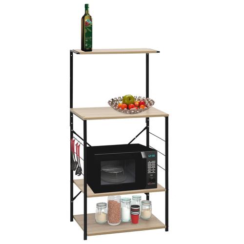 vidaXL Mikrowellenregal Schwarz Eiche 60×39,6×123 cm Holzwerkstoff