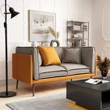 Latitude Run® Solal 59.8" Vegan Leather Sofa Faux Leather in Orange | 33.8 H x 59.8 W x 29.9 D in | Wayfair 9BCBFB93D8814BFA9C9FC5A6081D142A