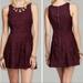 Free People Dresses | Free People Chenille Zebra Print Dress Size 0 Burgundy Red Drop Waist | Color: Red | Size: 0