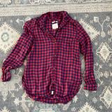 American Eagle Outfitters Tops | American Eagle Plaid Button Up | Color: Blue/Pink/Red | Size: S