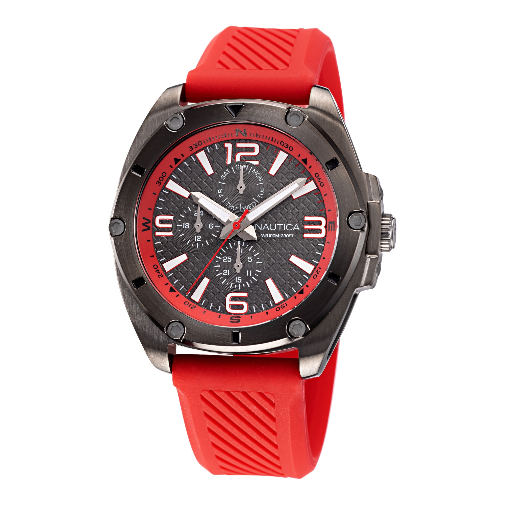 Nautica Men's Textured Silicone Multi-Function Watch 999 (Multi), OS