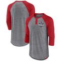 Men's Fanatics Branded Heathered Gray/Red Los Angeles Angels Iconic Above Heat Speckled Raglan Henley 3/4 Sleeve T-Shirt