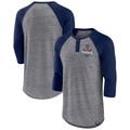 Men's Fanatics Branded Heathered Gray/Navy Minnesota Twins Iconic Above Heat Speckled Raglan Henley 3/4 Sleeve T-Shirt