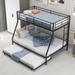 Twin over Full Bunk Bed with Twin Size Trundle, Two-Side Ladders