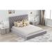 Queen Size Solid Wood Frame Upholstery Low Profile Storage Platform Bed with Storage Space on Both Sides and Footboard